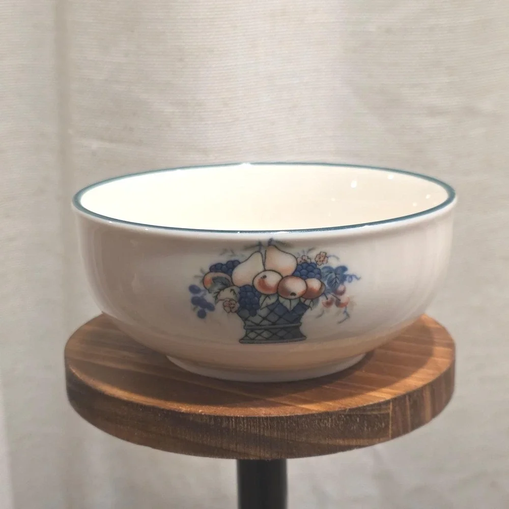 Vintage Set of 4 Napoli Hand-painted Soup Cereal Bowls Stoneware Fruit‎ Basket